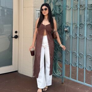 12th Tribe Mischa Brown Longline Cami Top